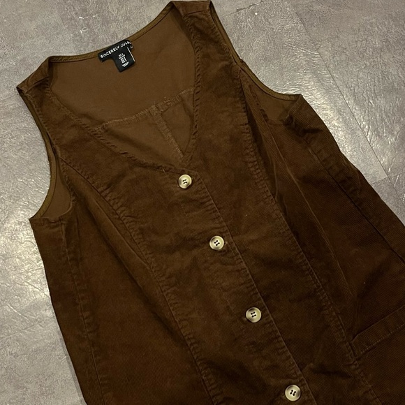 Corduroy Sleeveless Button-Down Dress - Picture 3 of 4